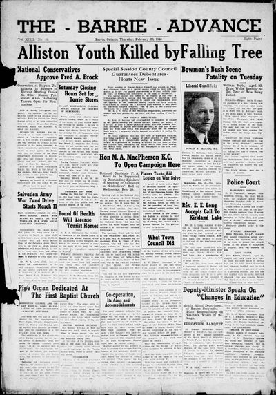 Barrie Advance, 22 Feb 1940