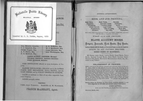 1868-1869 Directory of the County of Hastings