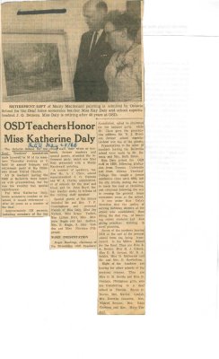 OSD teachers honor Miss Katherine Daly