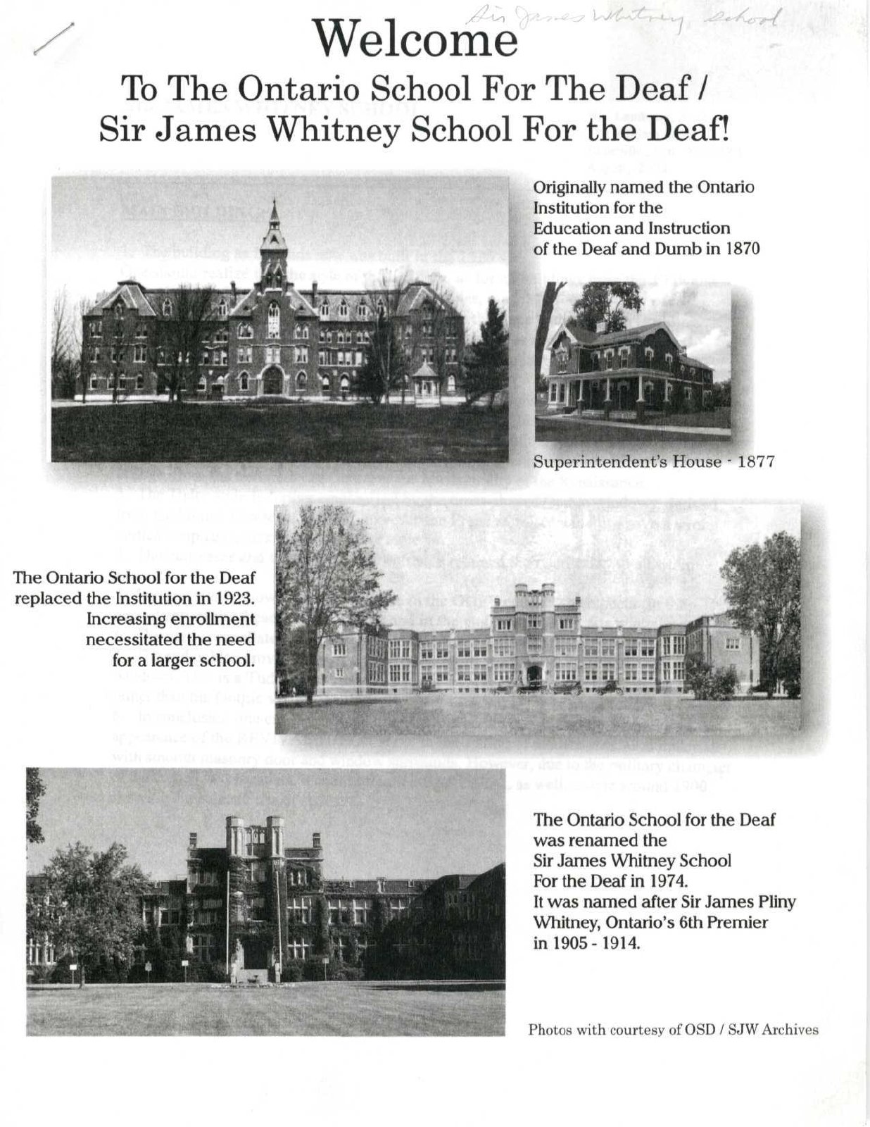 Welcome: to the Ontario School for the Deaf/Sir James Whitney School ...