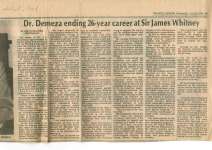 Dr. Demeza ending 26-year career at Sir James Whitney