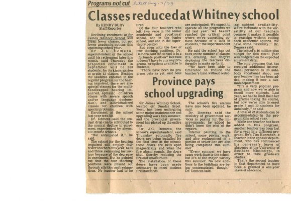 Classes reduced at Whitney school