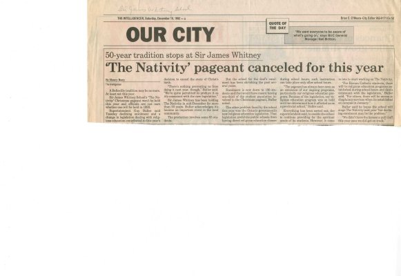 The Nativity pageant canceled for this year