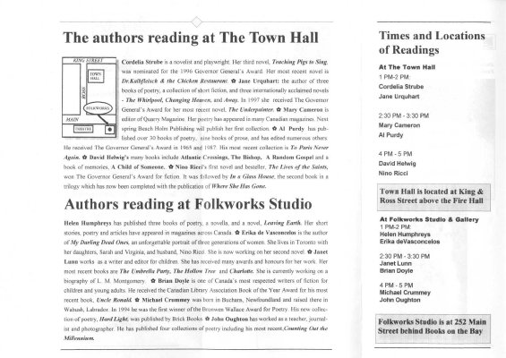 The 3rd Annual Prince Edward County Authors' Festival