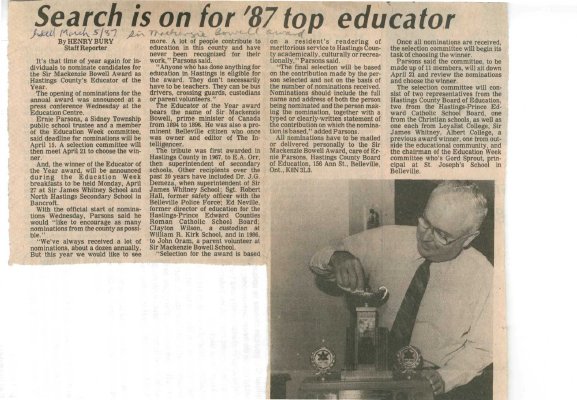 Search is on for '87 top educator