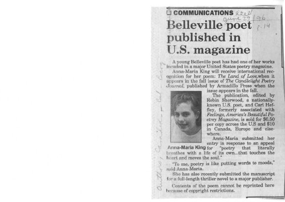 Belleville Poet Published in US Magazine