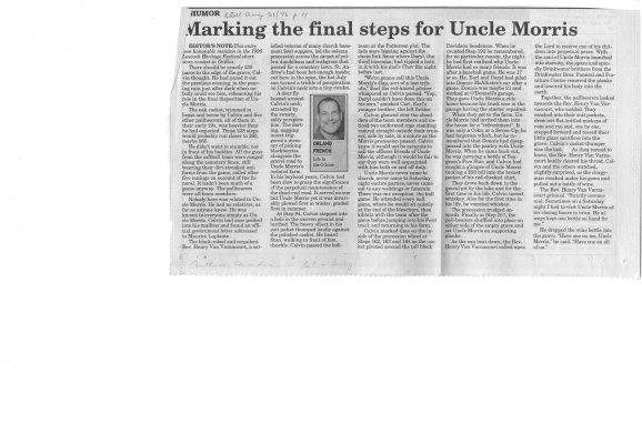 Marking the Final Steps for Uncle Morris