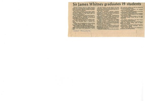 Sir James Whitney graduates 19 students