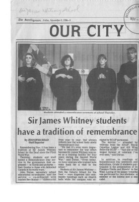 Sir James Whitney students have a tradition of remembrance