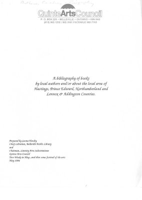 Quinte Arts Council Bibliography of Books