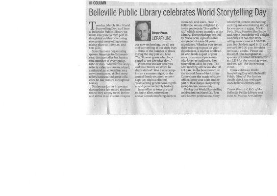 Belleville Public Library celebrates World Storytelling Day