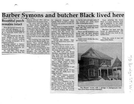 Barber Symons and butcher Black lived here