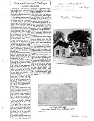 Our Architectural heritage: Moodie Cottage