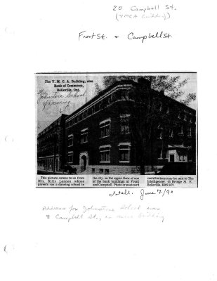 20 Campbell street: Y.M.C.A. Building also Bank of Commerce, Belleville, Ont. (old postcard)