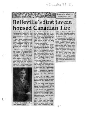 Belleville's first tavern housed Canadian Tire