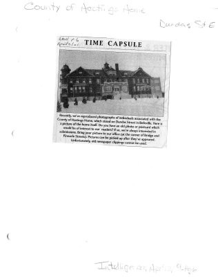 Time capsule: County of Hastings Home