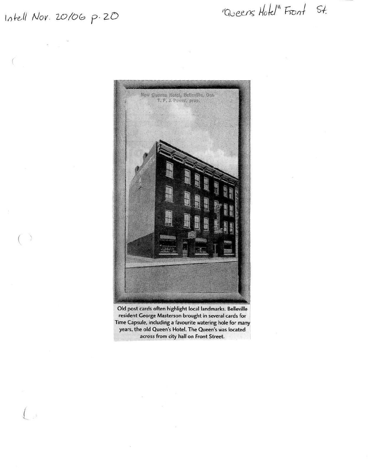 "New Queen's Hotel" Belleville History Alive