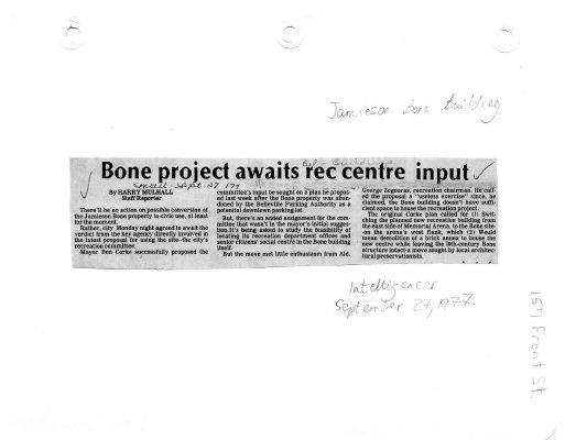 Bone project awaits rec centre input