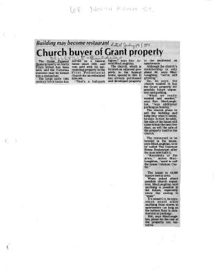 Church buyer of Grant property