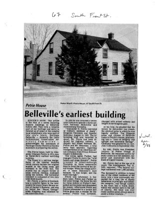 Petrie House: Belleville's earliest building