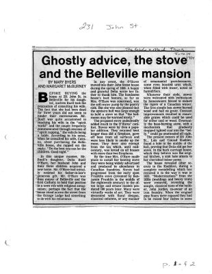 Ghostly advice, the stove and the Belleville mansion: 231 John St.