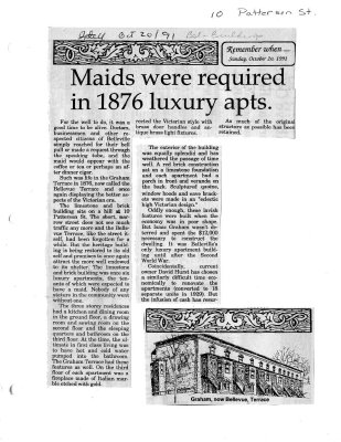 Maids were required in 1876 luxury apts.