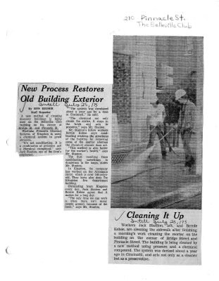 New process Restores old building exterior.  Cleaning it up: The Belleville Club