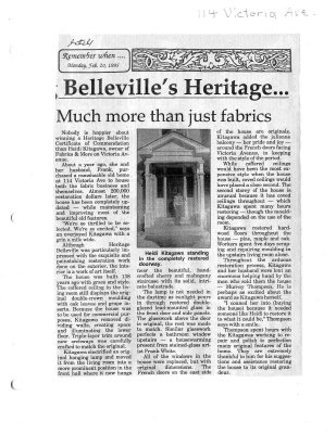 Belleville's heritage... much more than just fabrics