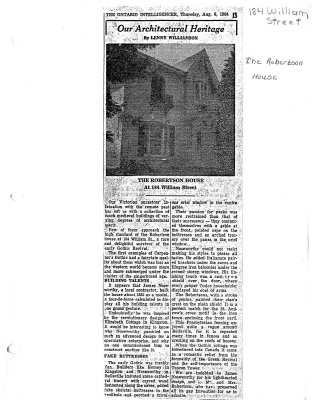 Our Architectural Heritage: 184 William St. The Robertson House