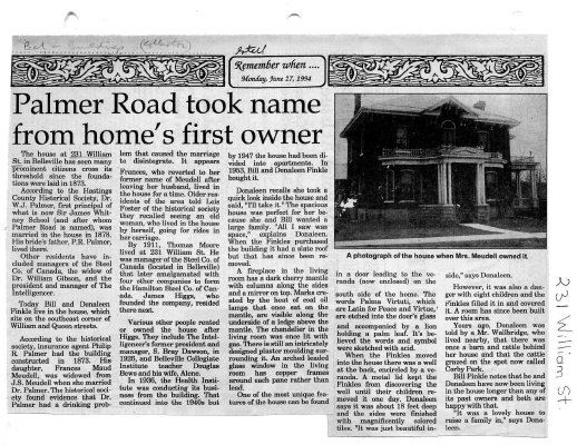 Palmer Road took name from home's first owner