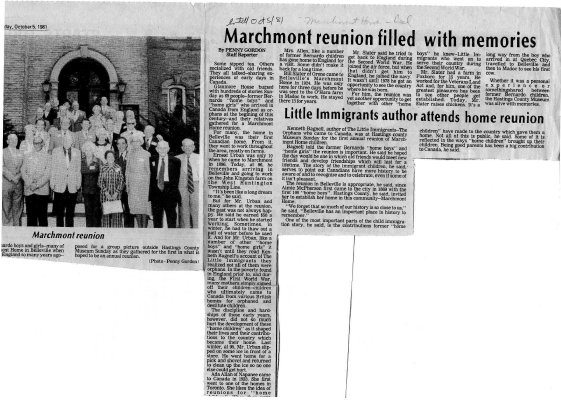 Marchmont reunion filled with memories - Little Immigrants author attends home reuntion