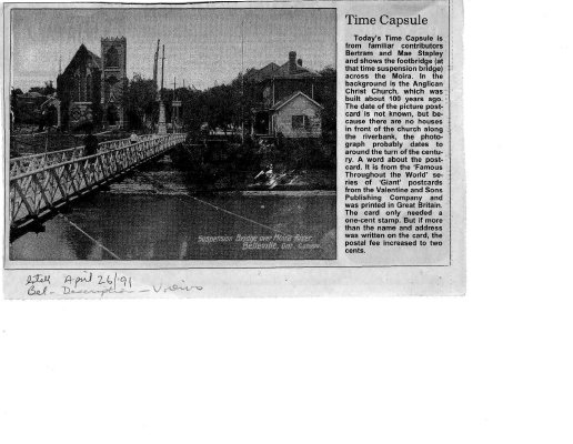 Time Capsule: Belleville footbridge and Christ Church