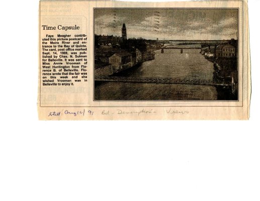 Time capsule: Moira River, Belleville 1908