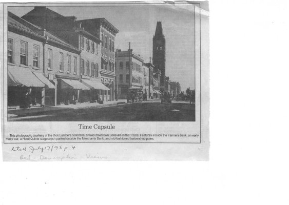 Time capsule: Front street Belleville 1920s