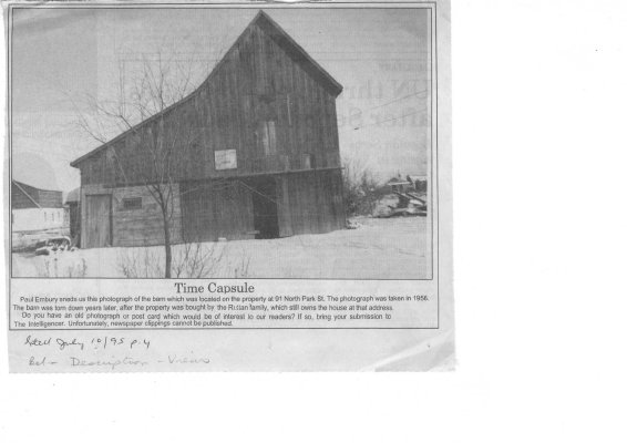 Time capsule: 91 North Park St. Belleville 1956 (barn)