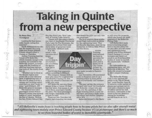 Taking in Quinte from a new perspective: Airline Training International