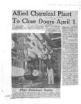 Allied Chemical Plant to close doors April 1