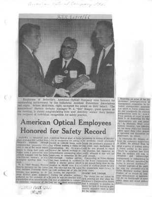 American Optical Employees honored for safely record