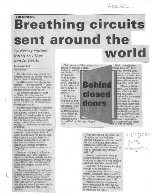 Breathing circuits sent around the world: Anetec Inc.