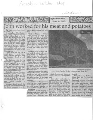 Remember when: John worked for his meat and potatoes: Arnold's butcher shop