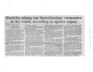 Bioniche among top biotechnology companies in he world, according to agency report
