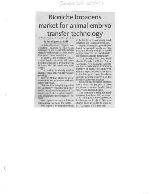 Boniche broadens market for animal embryo transfer technology