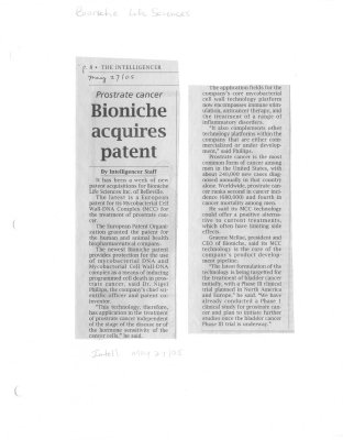 Bioniche acquires patent