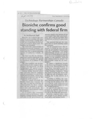 Bioniche confirms good standing with federal firm