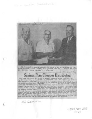 Savings plan Cheques Distributed: Bakelite