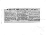 Teamwork ends accidents at Bakelite