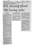 New buyer hinted: BTL closing plant 106 losing jobs (Bakelite)