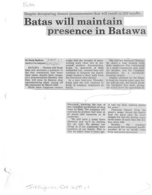 Batas will maintain presence in Batawa