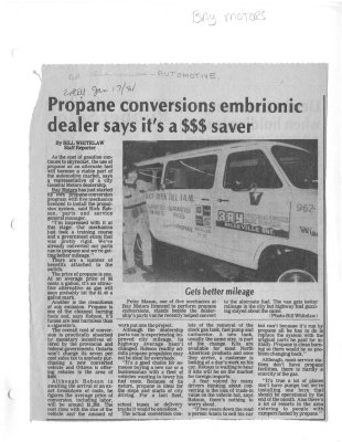 Propane Conversions embrionic dealer says its a $$$ saver: Bay Motors