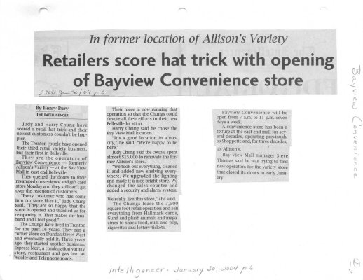 In former location of Allison's Variety: Retailers score hat trick with opening of Bayview Convenience store